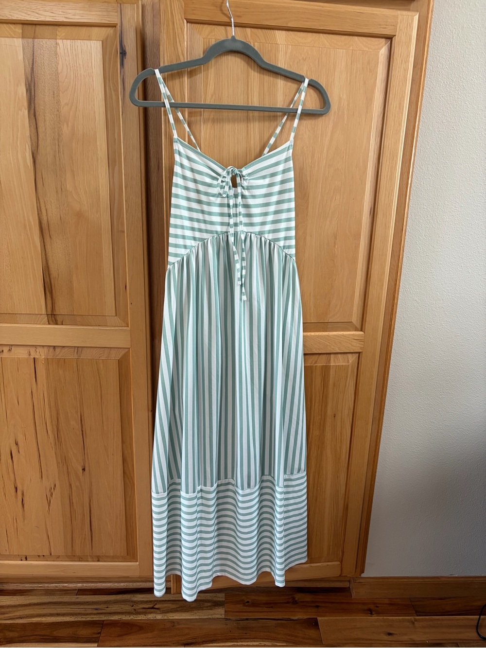 Striped Mint Green and White Summer Maxi Dress